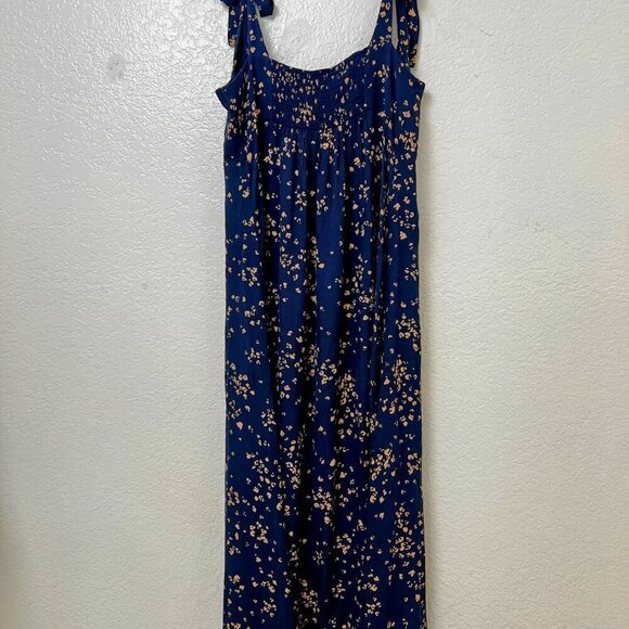 SOMA WKND Maxi Dress Soft Jersey Knit Tie Straps Navy Print Small (READ) - Picture 6 of 12